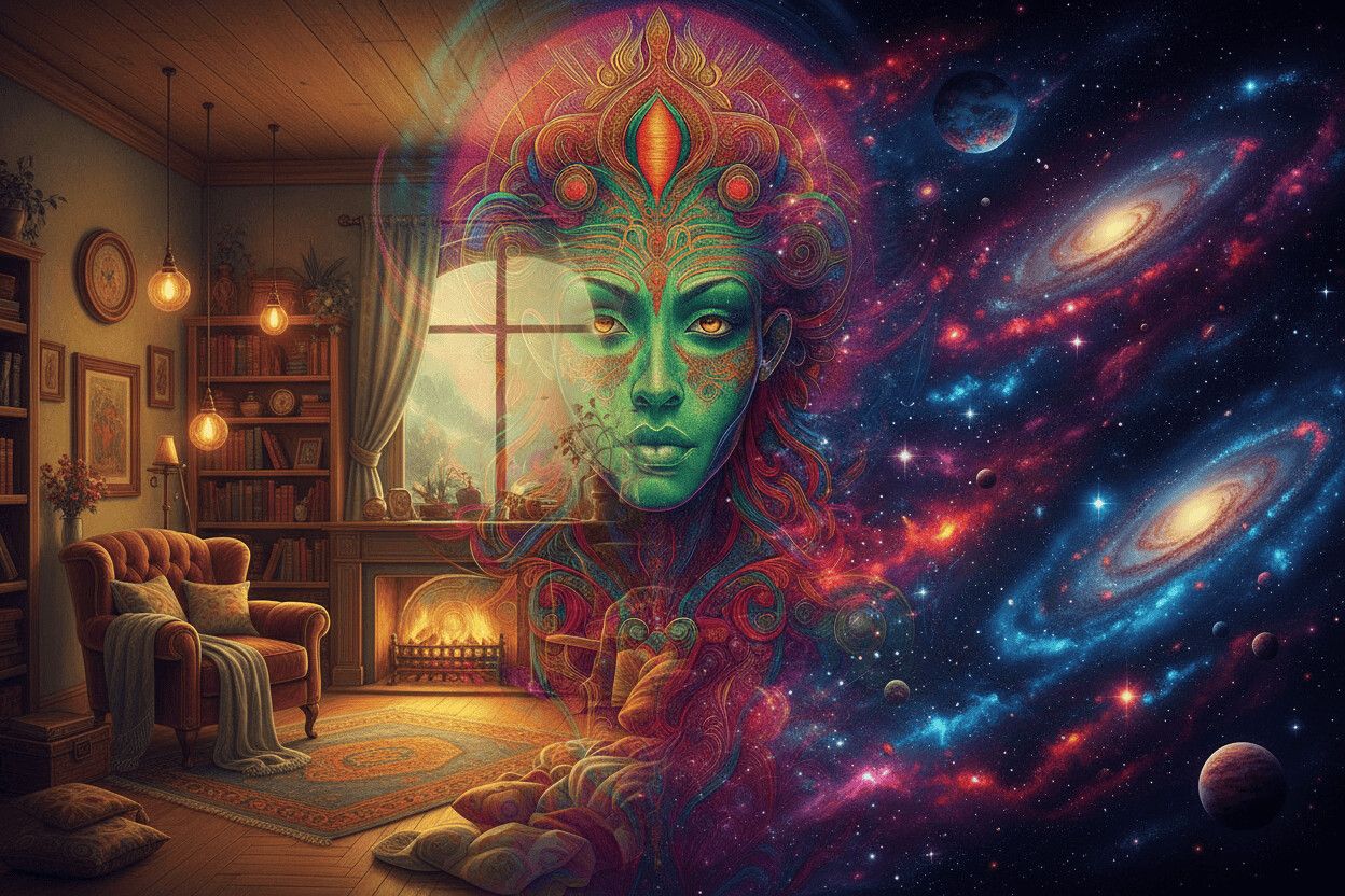 Psychedelisches Muster als Hintergrundbild für Set und Setting